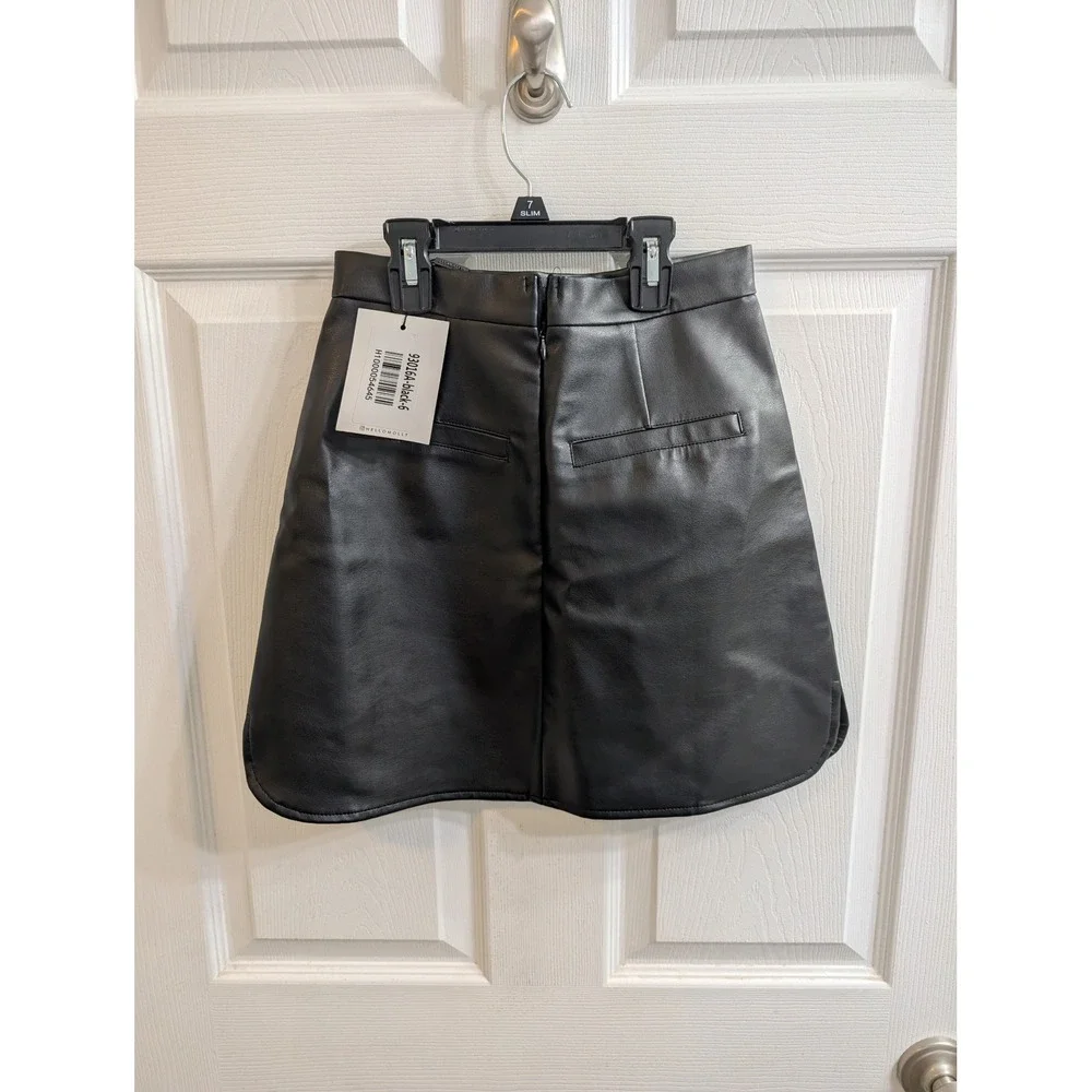 Hello Molly Black Faux Leather A Line Mini Skirt‎ - Size XS